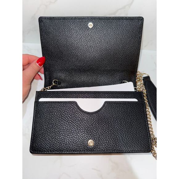 Gucci Black Leather Crossbody Bag with Chain Strap - Authentic Designer Handbag - Picture 2 of 9